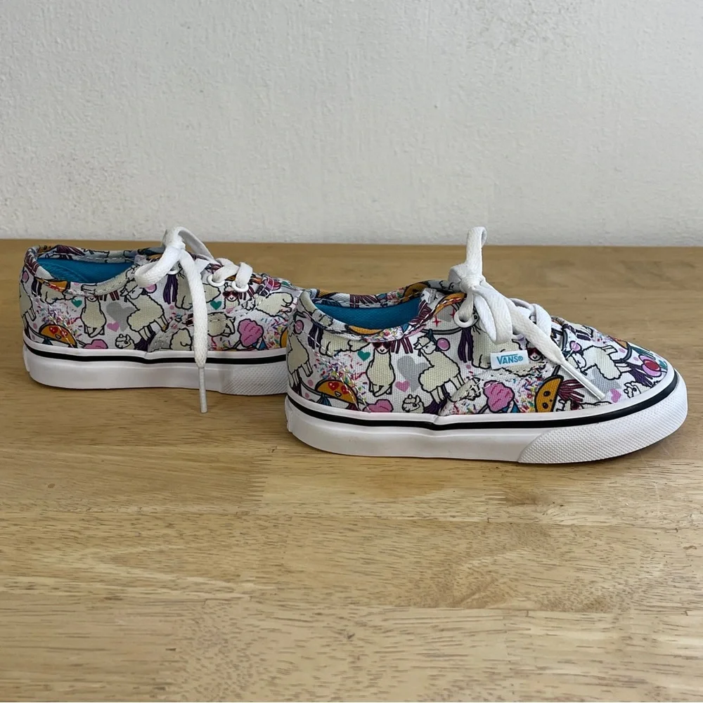Vans Toddler Llama Taco Party Print Lace Up Athletic Sneakers Size 7.0